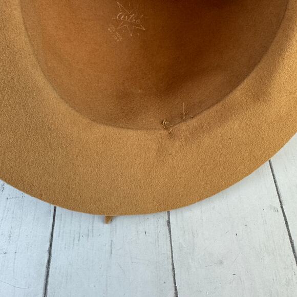 VTG Astre Tan Wool Bow Round Cloche Cap Hat Union Made USA Women's One Size - Picture 9 of 11